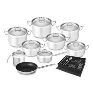 TREM COZINHA INOX 9 PÇS NAUTILUS + OFERTA FAQUEIRO