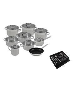 TREM COZINHA INOX 9 PÇS ATLANTICO GLASS SILAMPOS + OFERTA FAQUEIRO