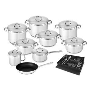 TREM COZINHA INOX 9 PEÇAS EUROPA SILAMPOS + OFERTA FAQUEIRO