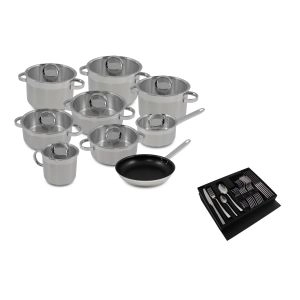 TREM COZINHA INOX 9 PEÇAS ATLANTICO GLASS SILAMPOS + OFERTA FAQUEIRO