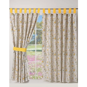 PAR CORTINAS ROSALIA AMARELO/BEGE 1.50