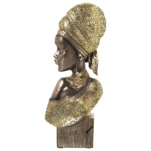 BUSTO AFRICANA RESINA DOURADO 50350