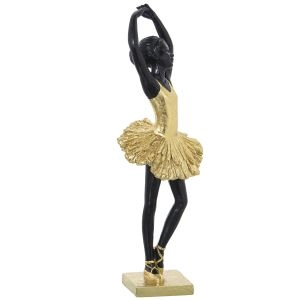 FIGURA BAILARINA RESINA DOURADA/NEGRA 50463