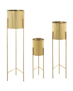 VASO METAL DOURADO COM SUPORTE 18X22X75 60955