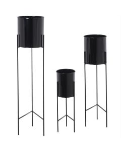 VASO METAL PRETO COM SUPORTE 18X22X75 60954