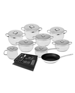 TREM COZINHA INOX 9 PÇS DOMUS SILAMPOS + OFERTA FAQUEIRO