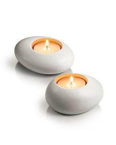 FANCY HOME-CJ. 2 SUPORTES PARA VELAS STONES BRANCO