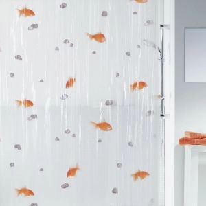 CORTINA  PEVA/PVC GOLDEN FISH LARANJA 180X200