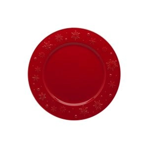 PRATO MARCADOR 34cm SNOWFLAKES VERMELHO | BORDALLO PINHEIRO