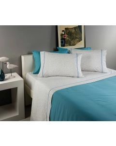 JOGO CAMA FLORES 180X280 AZUL