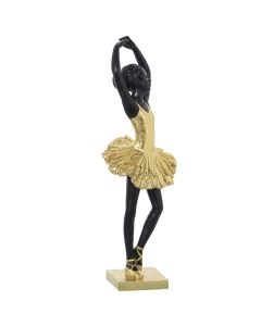 FIGURA BAILARINA RESINA DOURADA/NEGRA 50463