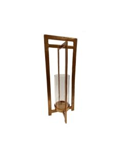 LANTERNA PARA VELA DOURADO E VIDRO 65cm