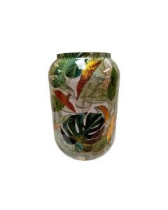 VASO GRANDE DESIGN FOLHAS VERDE / DOURADO