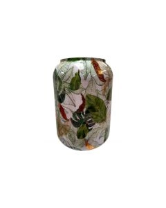 VASO PEQUENO DESIGN FOLHAS VERDE / DOURADO