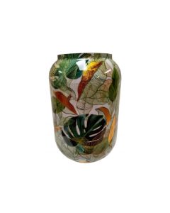 VASO GRANDE DESIGN FOLHAS VERDE / DOURADO