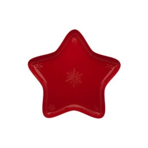 TACA ESTRELA 45cm SNOWFLAKES VERMELHO | BORDALLO PINHEIRO